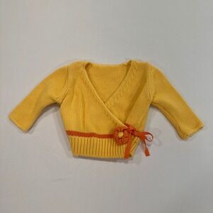 Vintage Stephan Baby Wrap Knit Cotton Cardigan Baby 6-12 Months Yellow Flower
